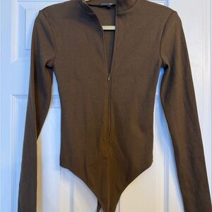 Fashion Nova Zippered Brown Jacket